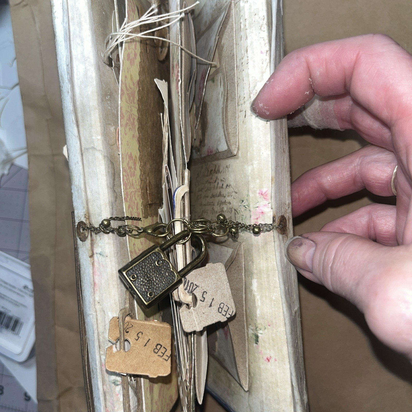 Handmade Junk Journal Folio Loaded with Flaps and Flips Working Lock And Keys