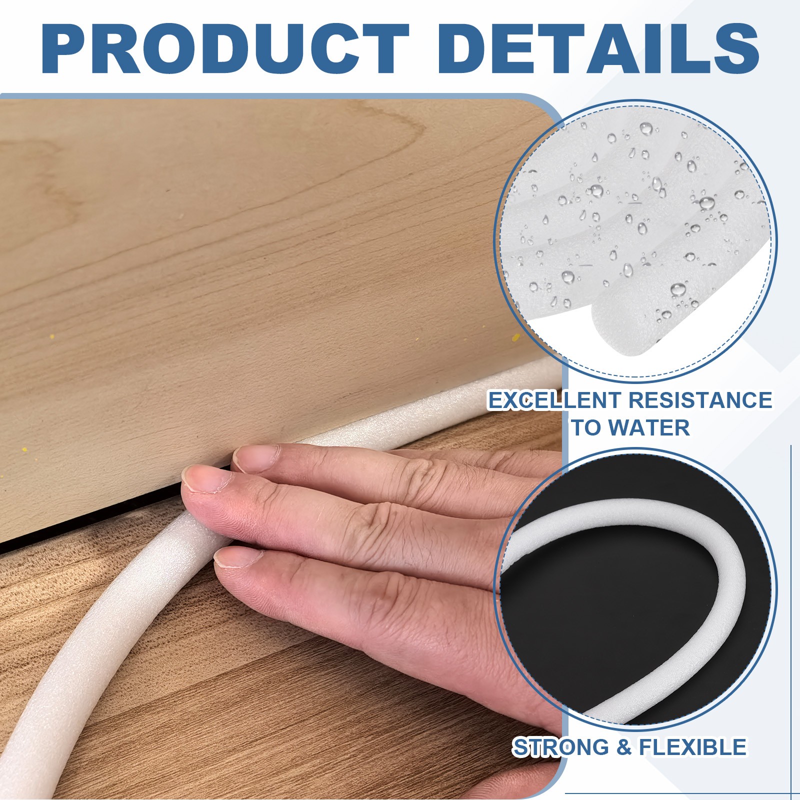 12 Pack 9/16″ x 3.3 ft Backer Rod Foam Rod Caulk Saver (15mm) White