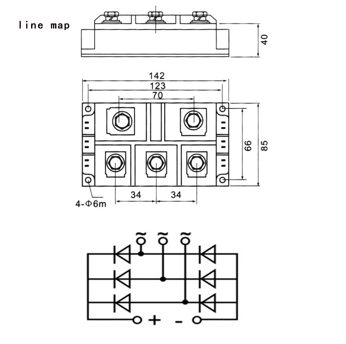 YueYang MDS500A 3-Phase Diode Bridge Rectifier 500A1600V Full Wave Diode Module