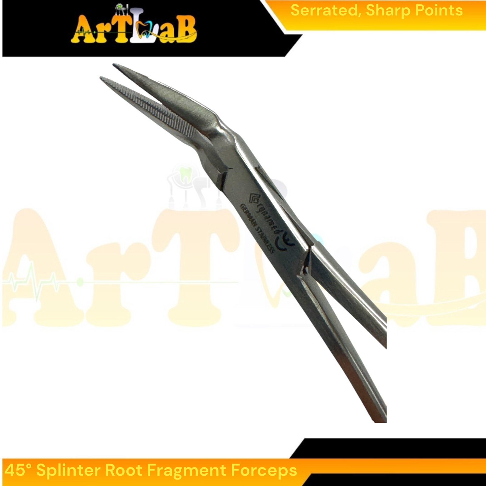 Steiglitz Root Fragment Forceps 45°, 5.5″, Sharp Serrated Points, Dental Forceps