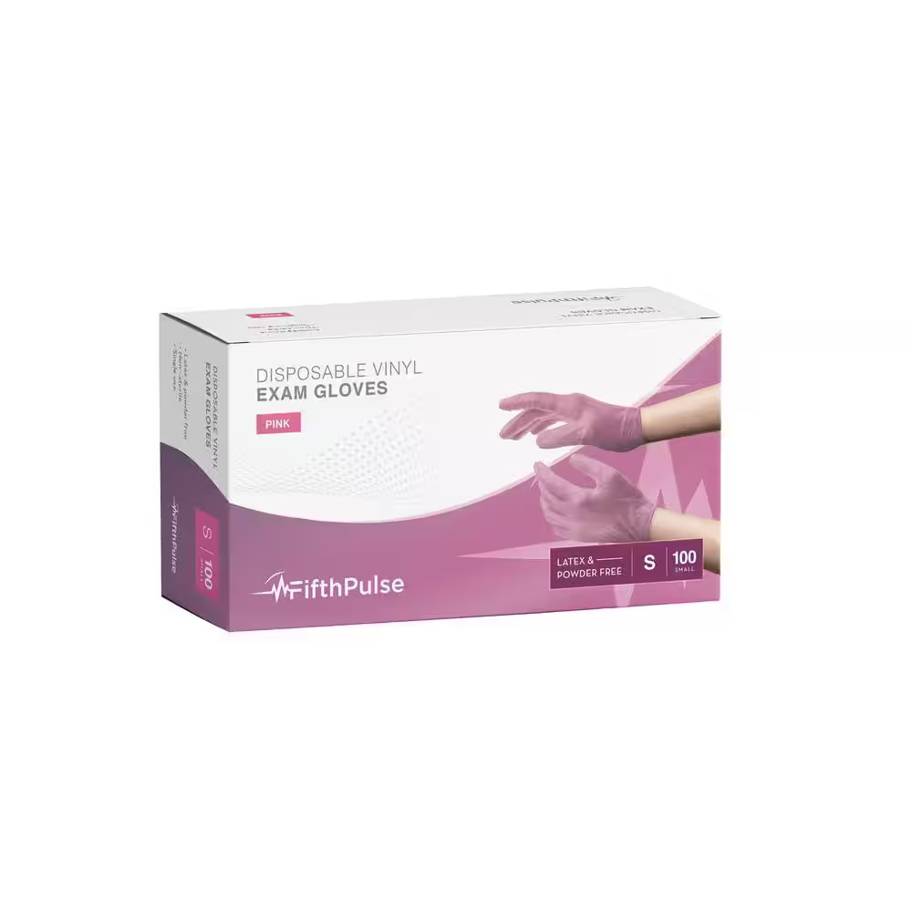 Small Vinyl Powder Free-Medical Examination Disposable Gloves in Pink (100-Count
