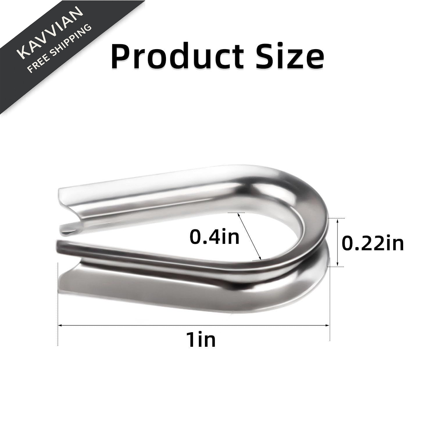 50 Pack Wire Rope Thimble 304 Stainless Steel Thimbles M3…
