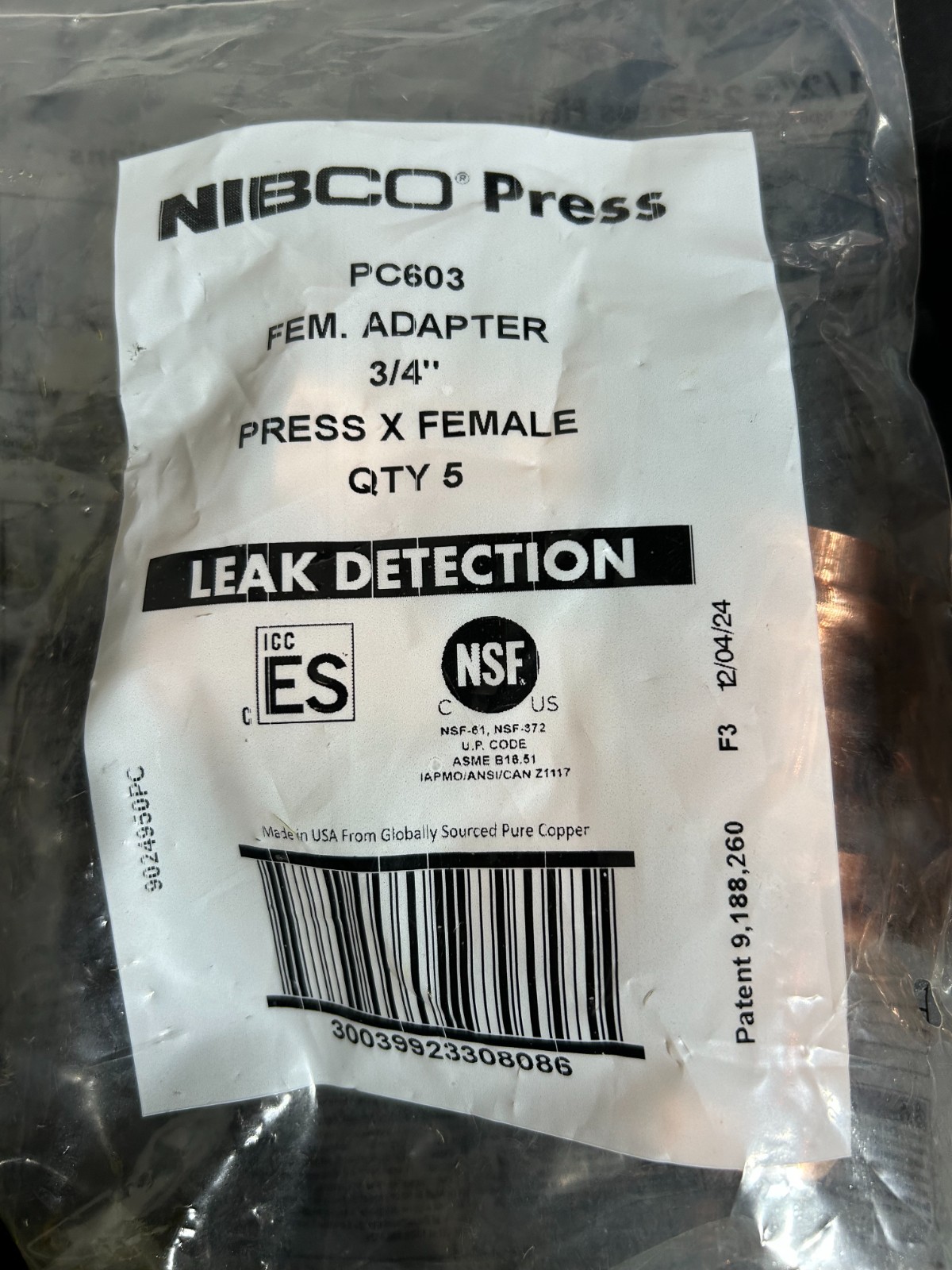 PROPRESS NIBCO VIEGA QTY (30) 3/4″ PRO PRESS COPPER FITTINGS *MADE IN USA GER*