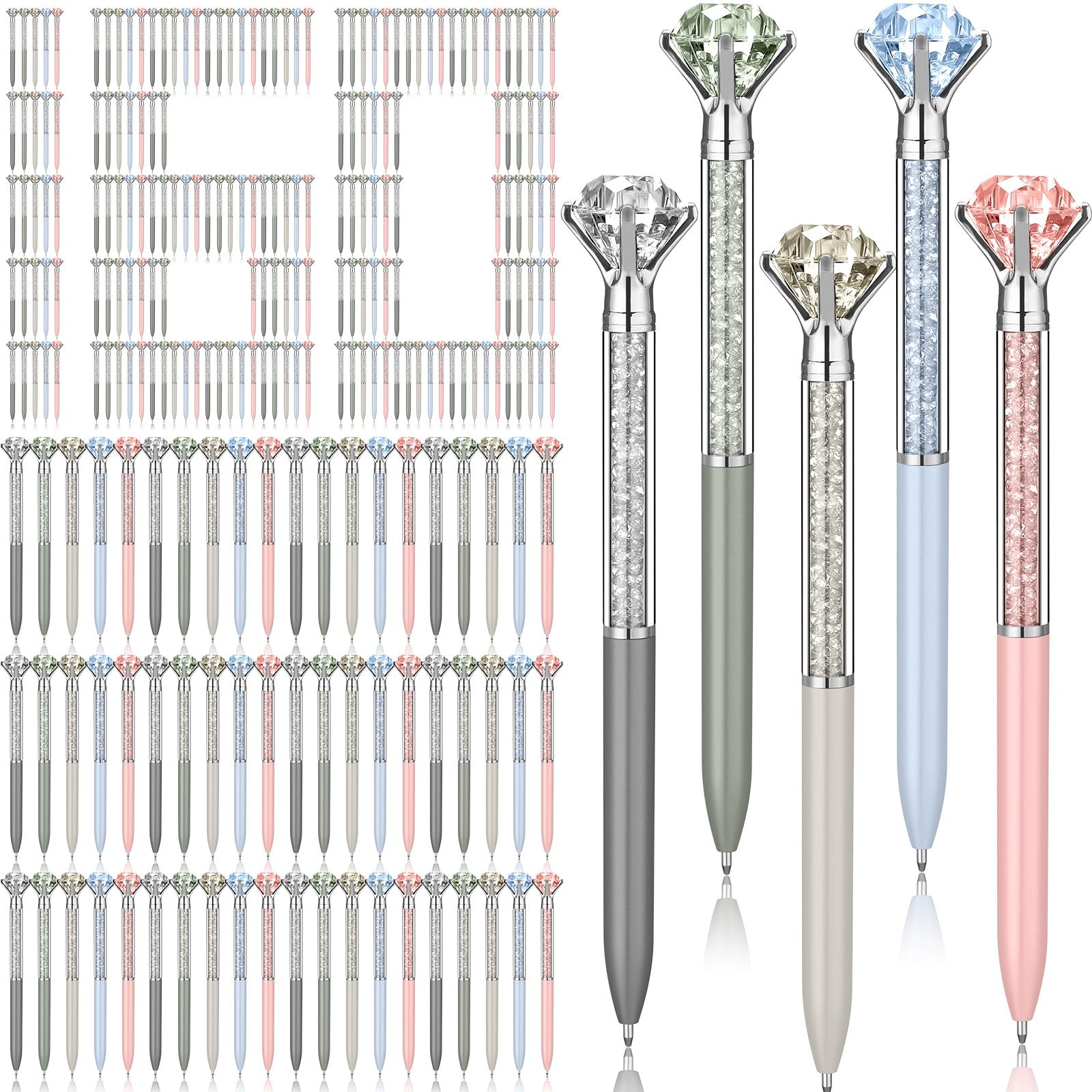 160 Pcs Diamond Ballpoint Pens Big Crystal Colorful Retractable Gem Rhineston…