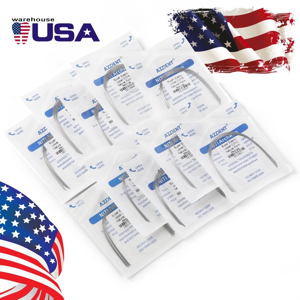 AZDENT Dental Orthodontic Niti Arch Wire Round Nature Form 10pcs/pack