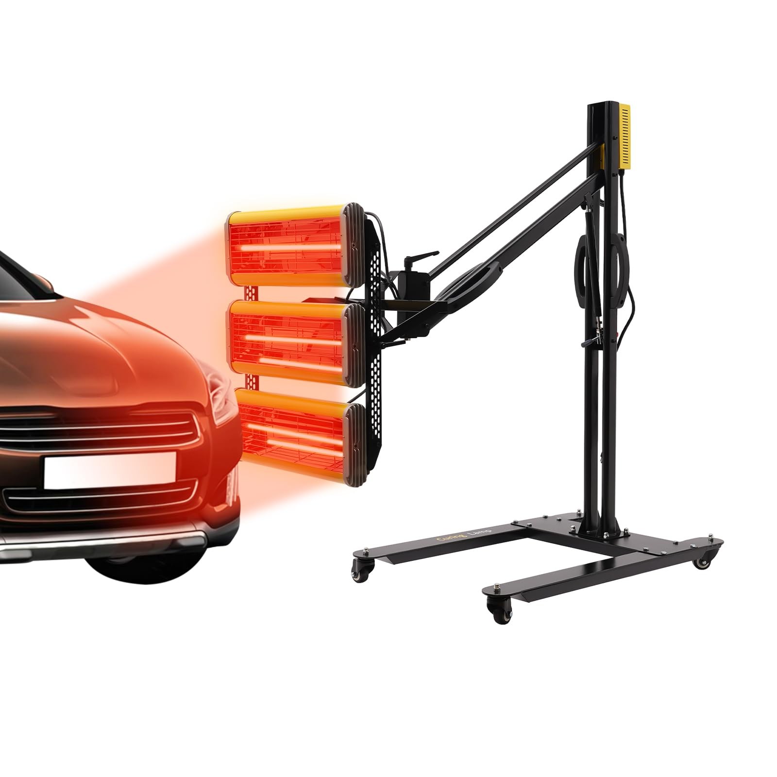 Infrared Paint Curing Lamp 3900W Shortwave 3-Head 360° Adj Timer Temp Control