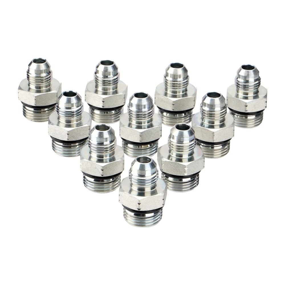 10 Pack 3/8″ JIC 37° Male x #8 SAE/ORB Male Hydraulic Hose Adapter Fittings New