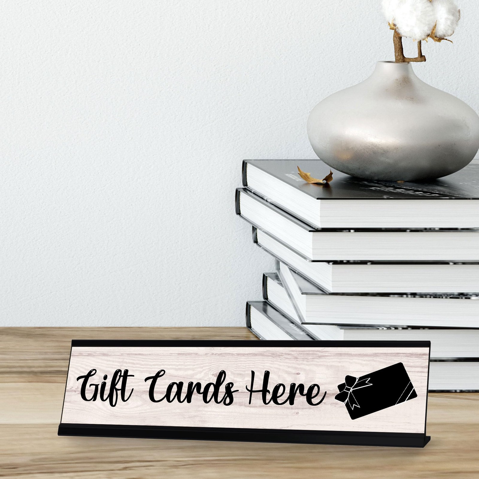 Signs ByLITA Gift Cards Here Graphic Black Frame, Desk Sign (2×8″)