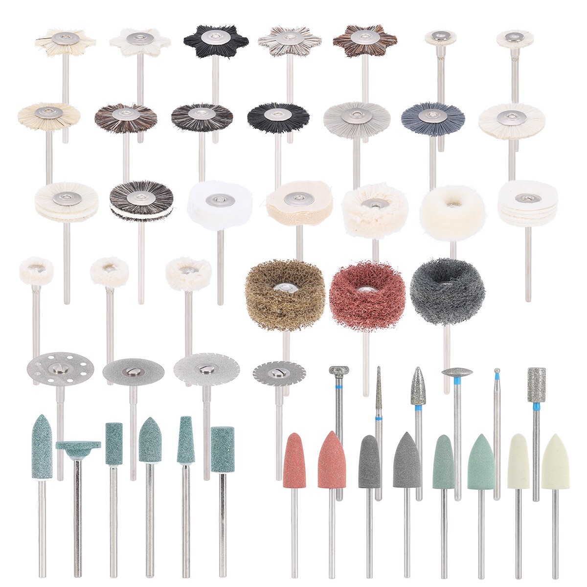 51pcs Dental Diamond Burs Discs Silicon Felt Wheel Polishing Brushs HP Polishers