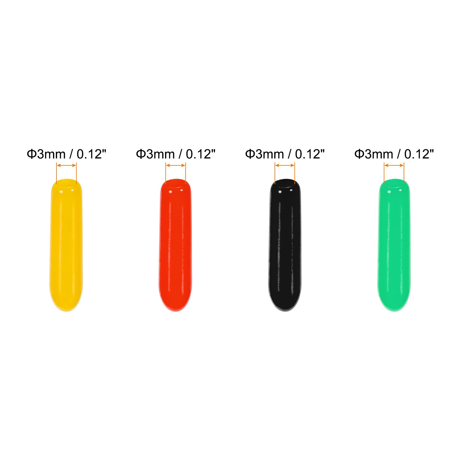 Screw Thread Protector Cover Rubber 1/8″(3mm) ID/Black,Red,Yellow,Green/100pcs
