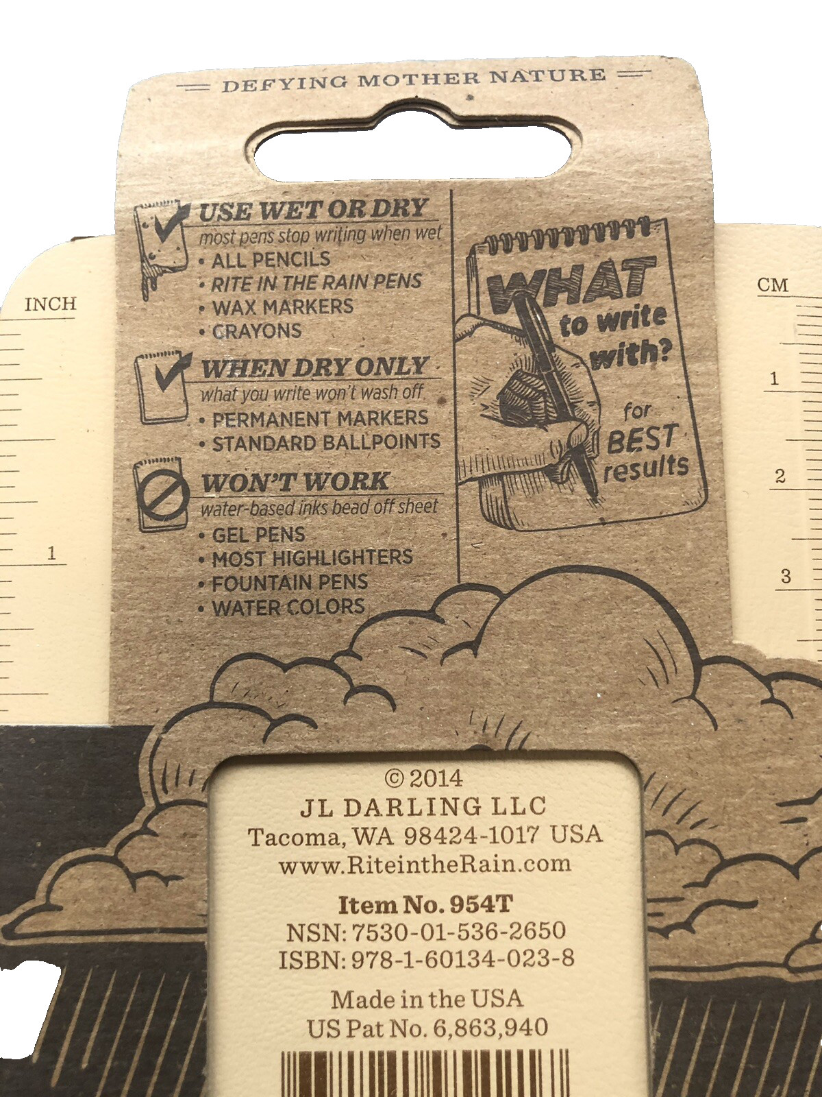 Rite in the Rain 954T All Weather Memo Pocket Book Pad Universal 3.5 x 5 In Tan