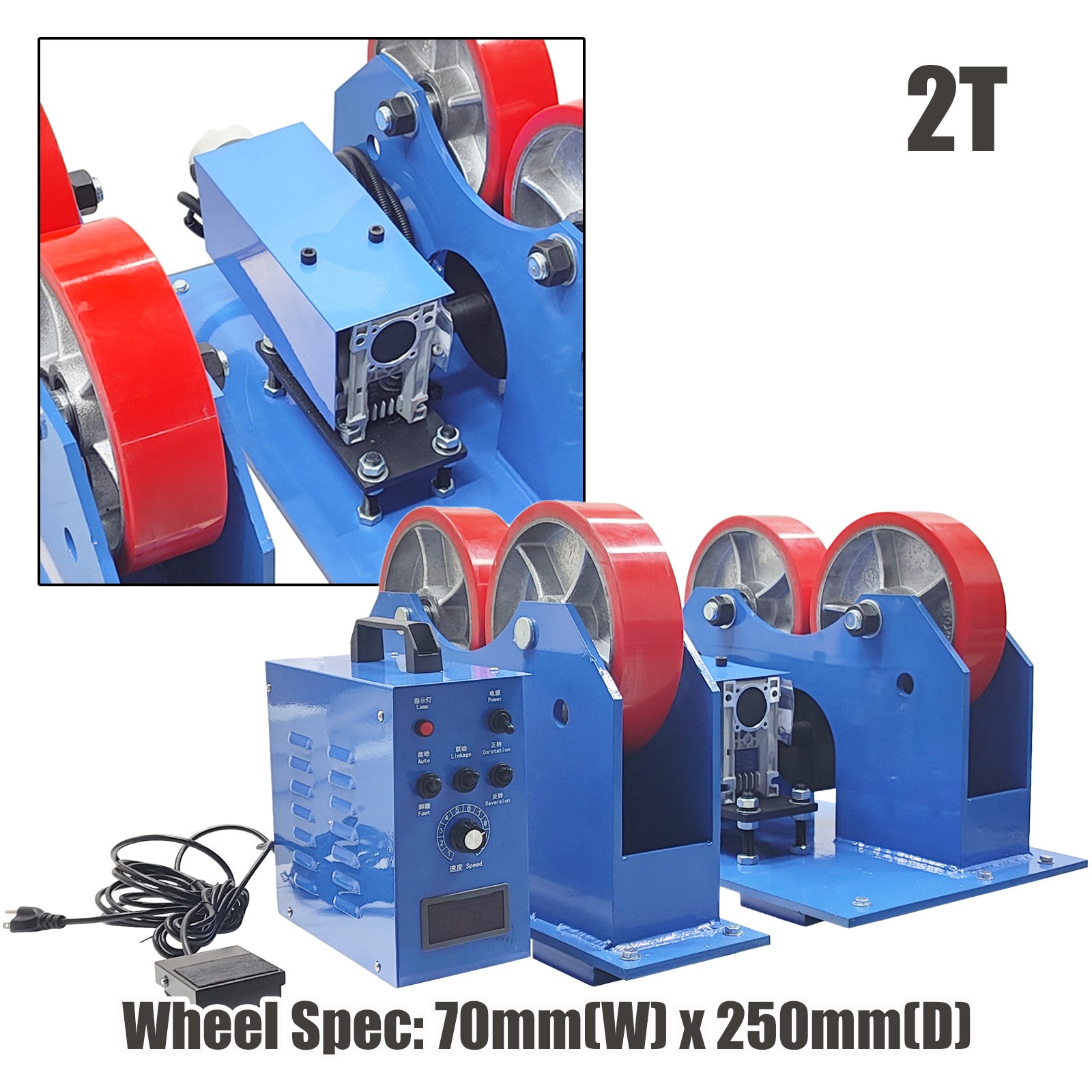 2T Heavy Duty Welding Positioner Roller Stand for Pipe & Vessel Fabrication 110V