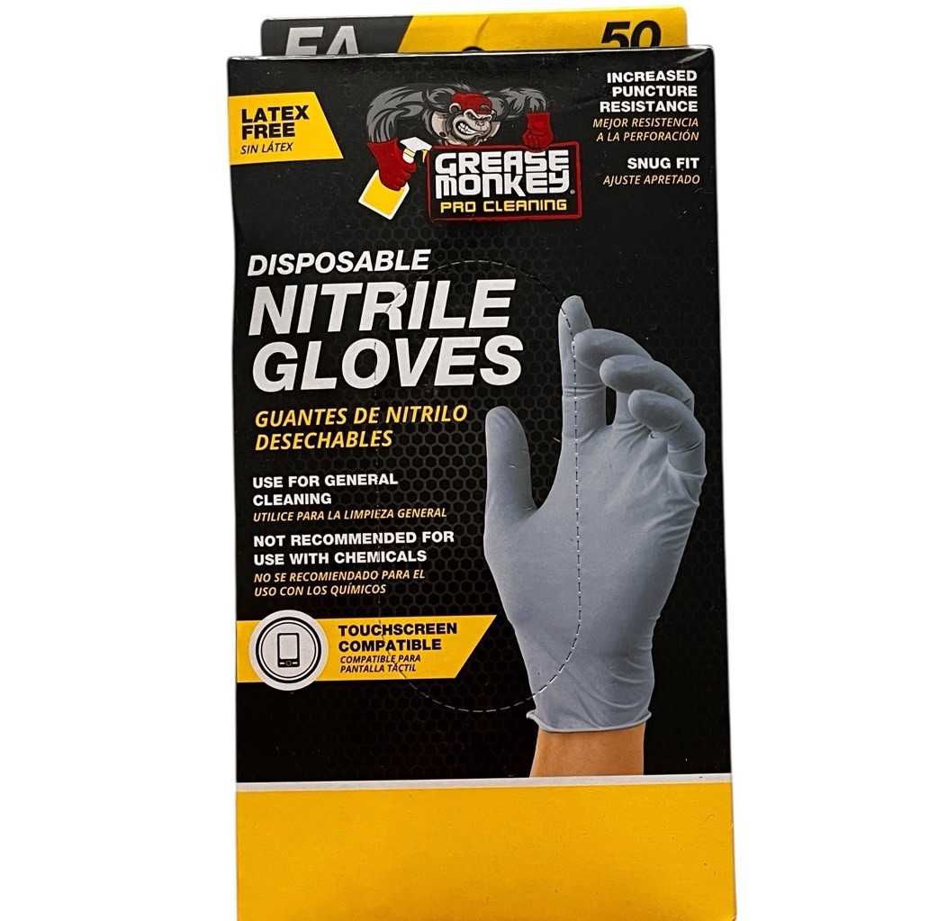 Grease Monkey Pro Cleaning Latex Free Nitrile Gloves Box of 50 Gloves NEW