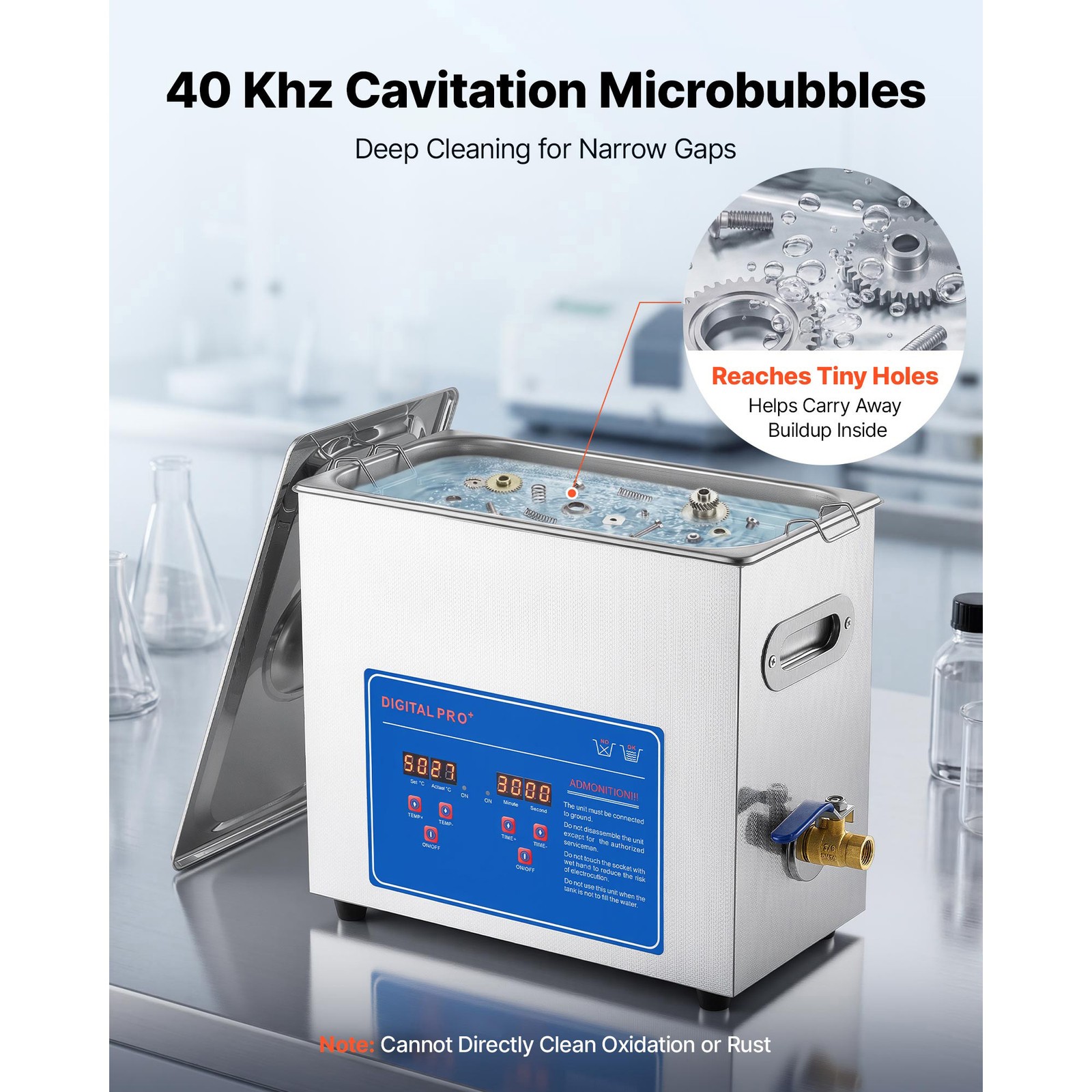 Uimoso 6L Ultrasonic Cleaner 40kHz for Cleaning Jewelry and Small Parts