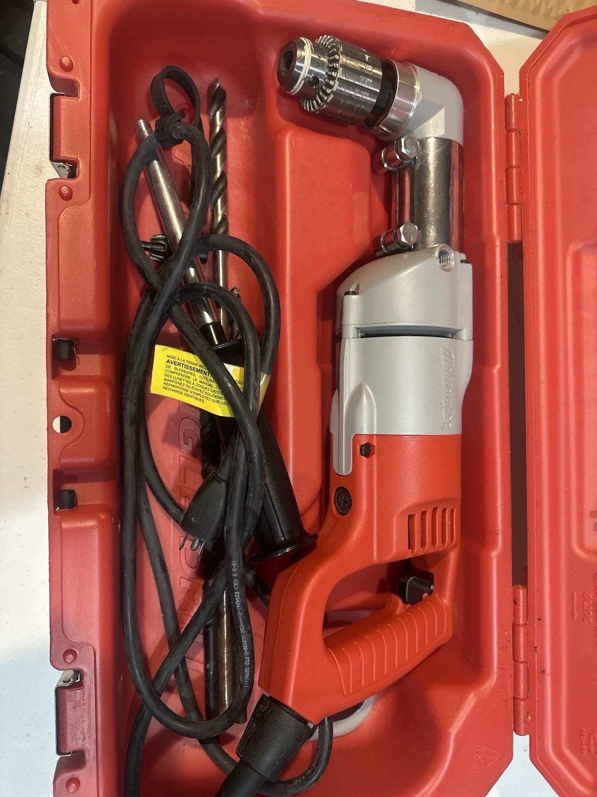 Milwaukee #1107-1 1/2″ Right Angle Drill Kit W/Hard Case 120V 7-Amp Corded Drill