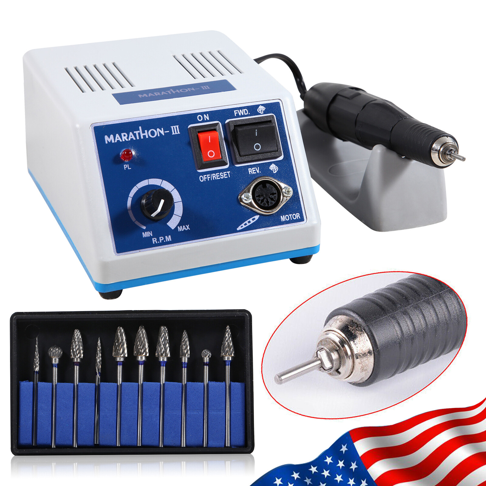 Dental Lab Electric Micromotor Polishing Unit/35K rpm Handpiece fit for Marathon