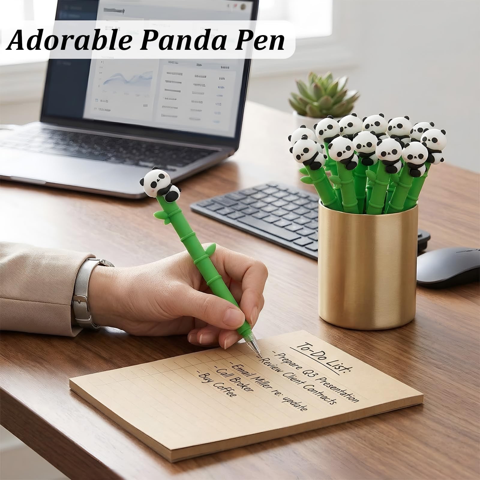 Baowindy 12 PCS Panda Pens, Adorable Cartoon 1 Count (Pack of 12), Green