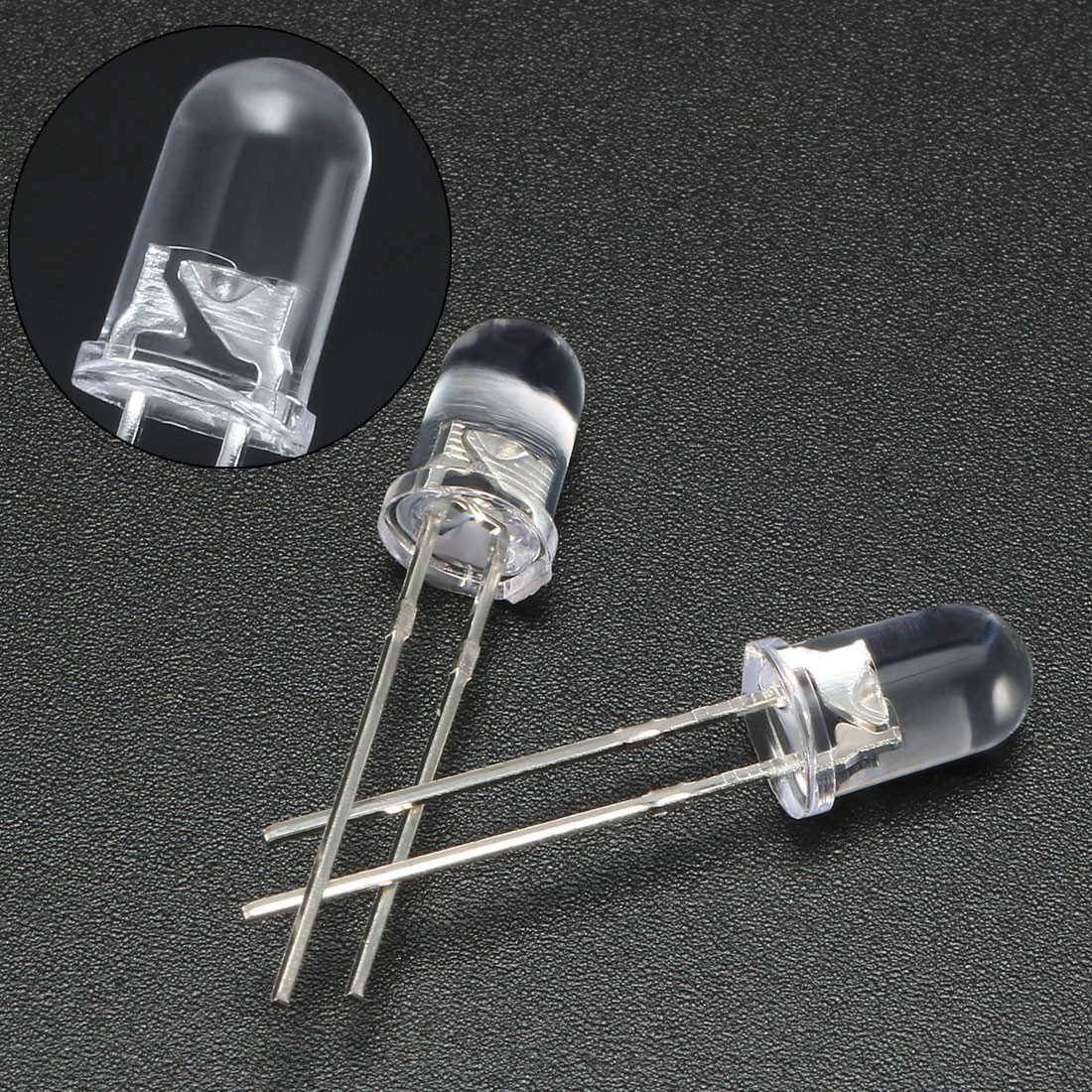 50pcs 5mm Dia White Round LED Diode Electronics Component Emitting Light 3-3.4V