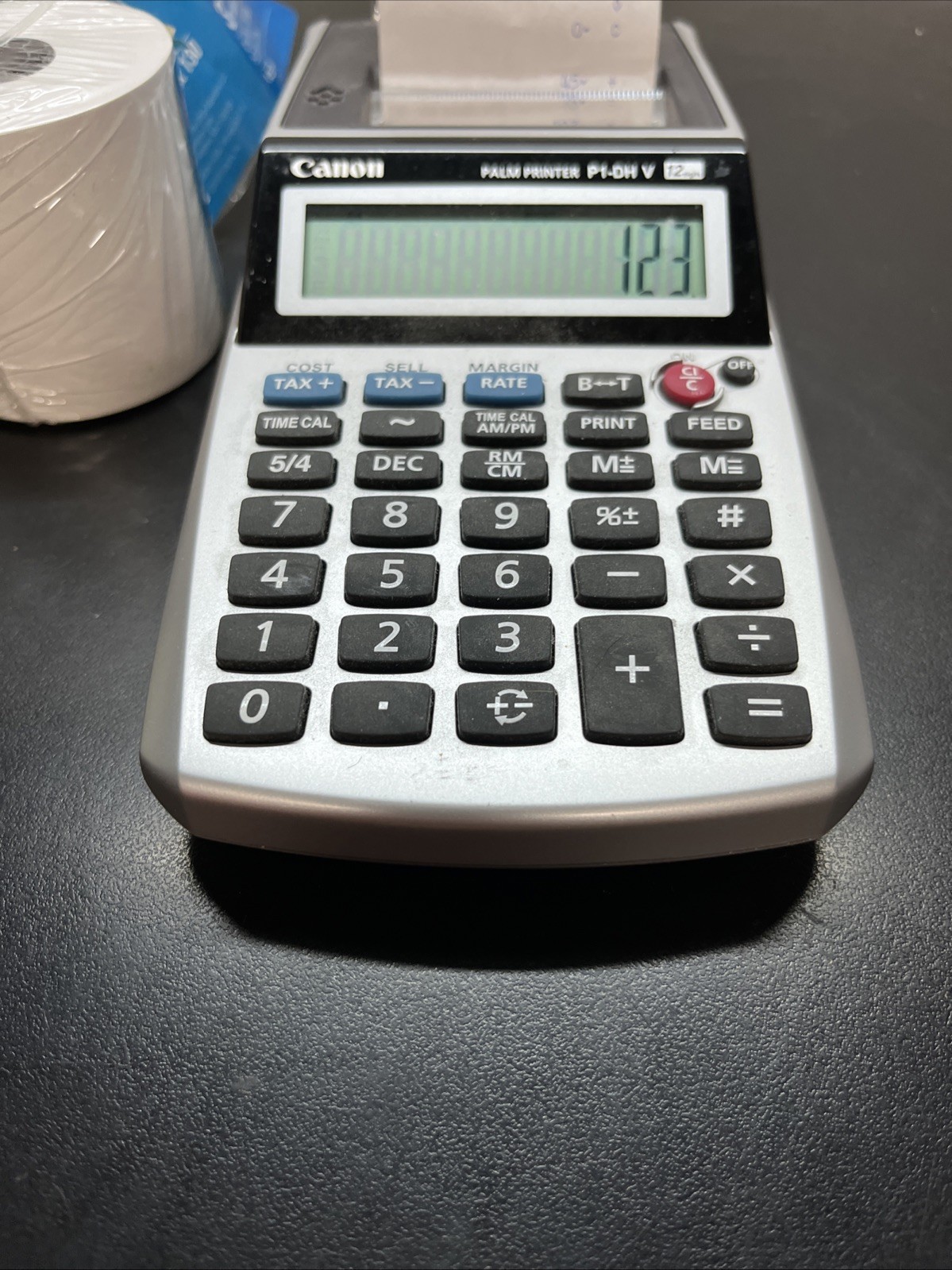 Canon Palm Printer P1 DH V 12 Digit Calculator and Paper Rolls D1