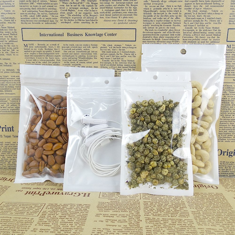 100 PCS Clear Self Seal Reclosable Zipper Lock Bags 3.9×4.7 Inch Hanging