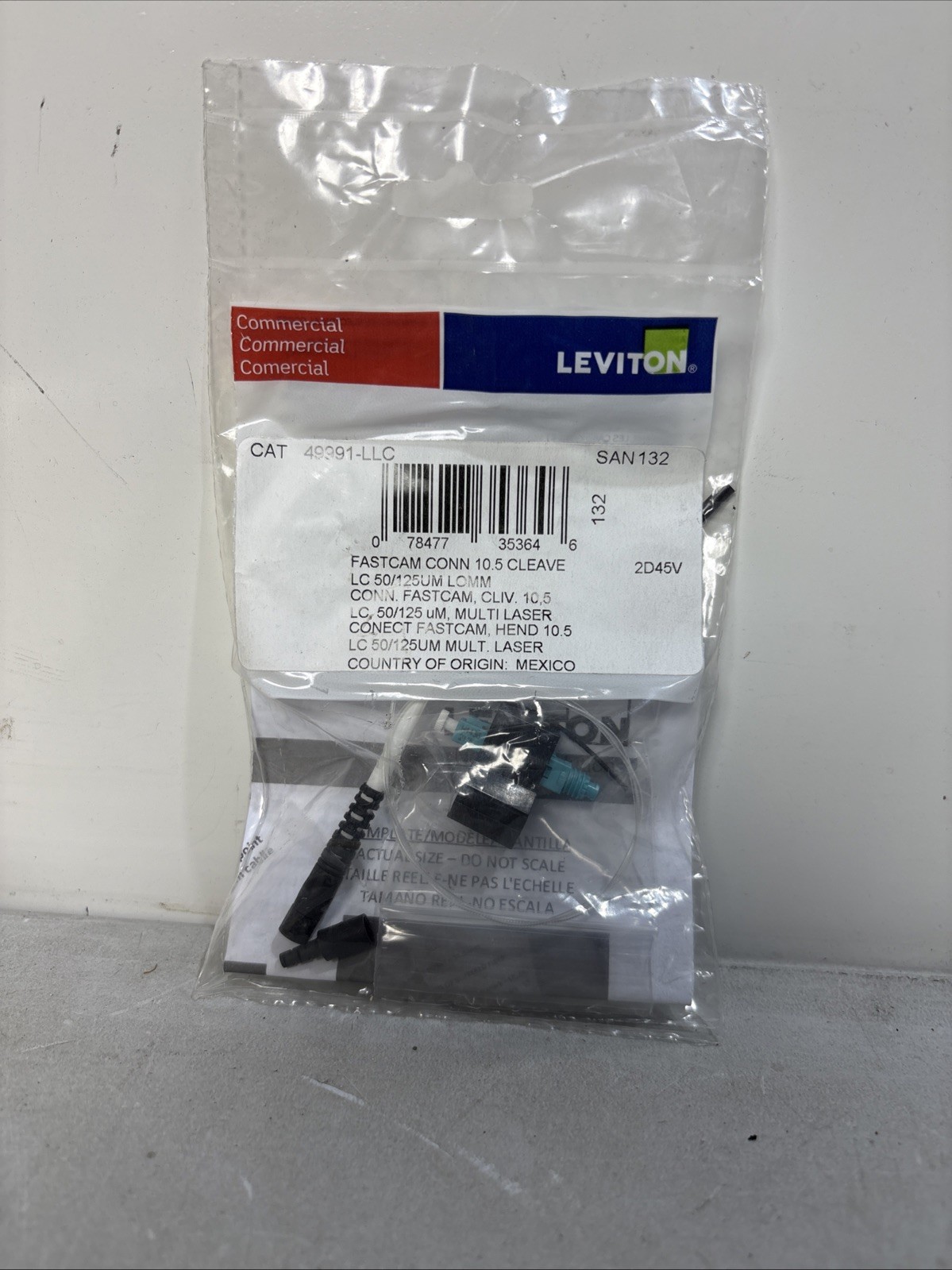 49991-LLC Leviton FastCAM Pre-polished Connector LC Aqua 50/125μm MM – NEW STOCK
