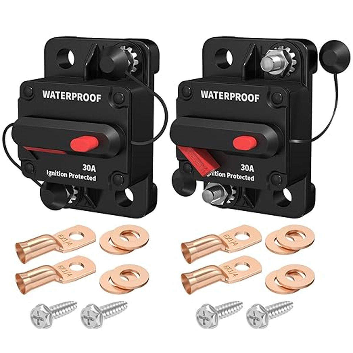2 pcs 30A Automotive Marine Circuit Breaker with Manual Reset Surface-Mount