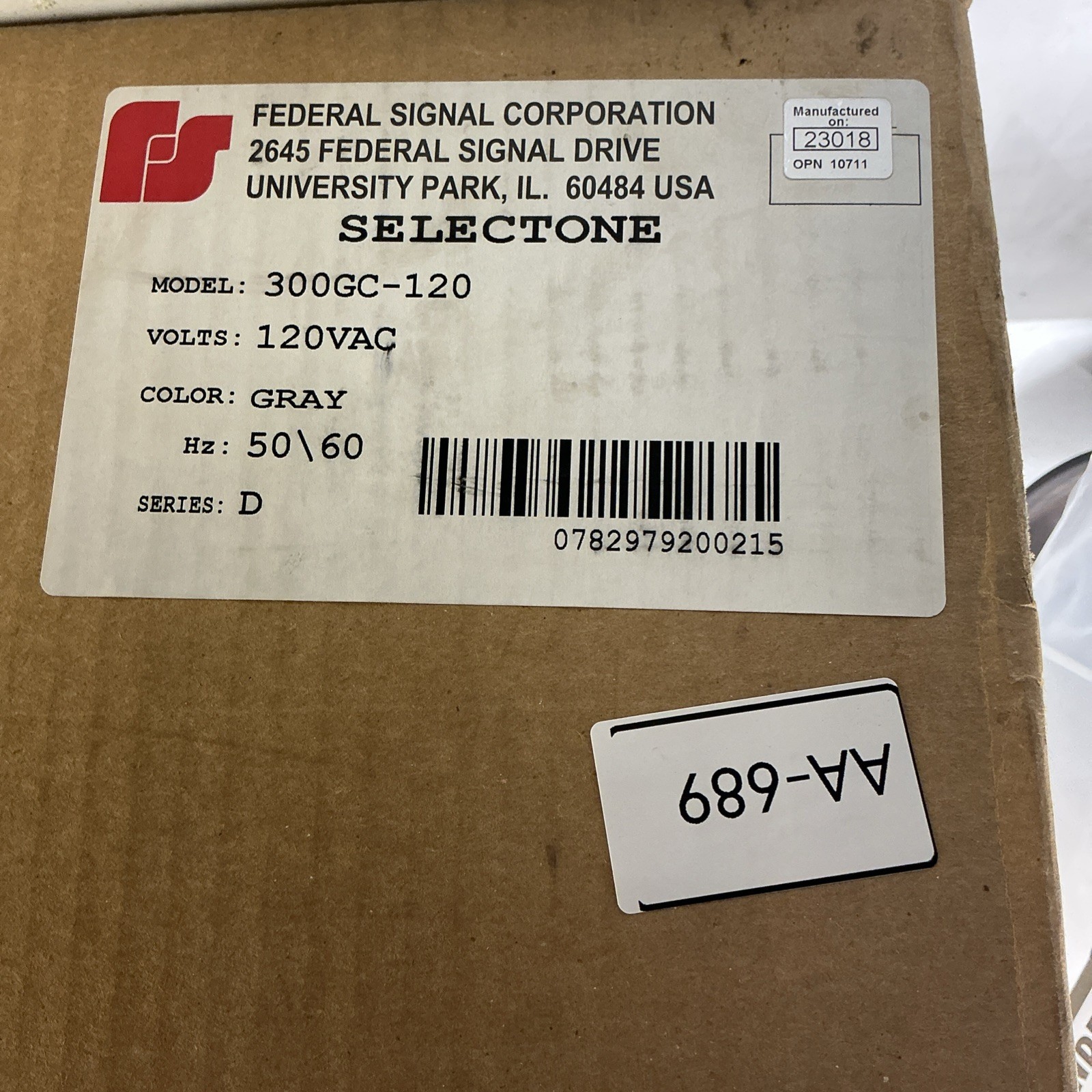 SelecTone 300GC-120 Fedral Signal Horn Ser D AA-689S