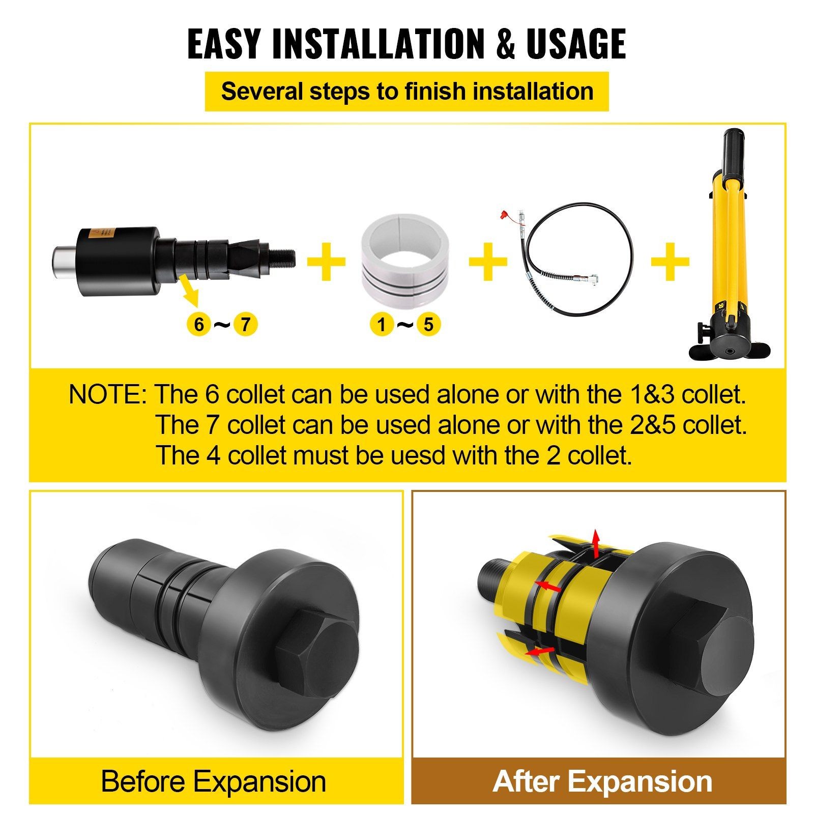 10T Powerful Hydraulic Pipe Expander 1-5/8″ to 4-1/4″ Long Service Life