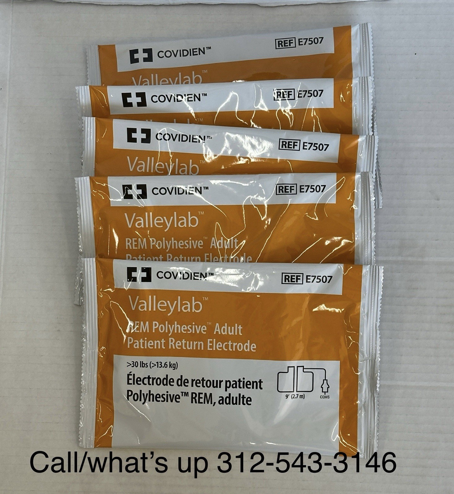 Valleylab Covidien Adult Electrode E7507 2027-03-31 Lot Of 5