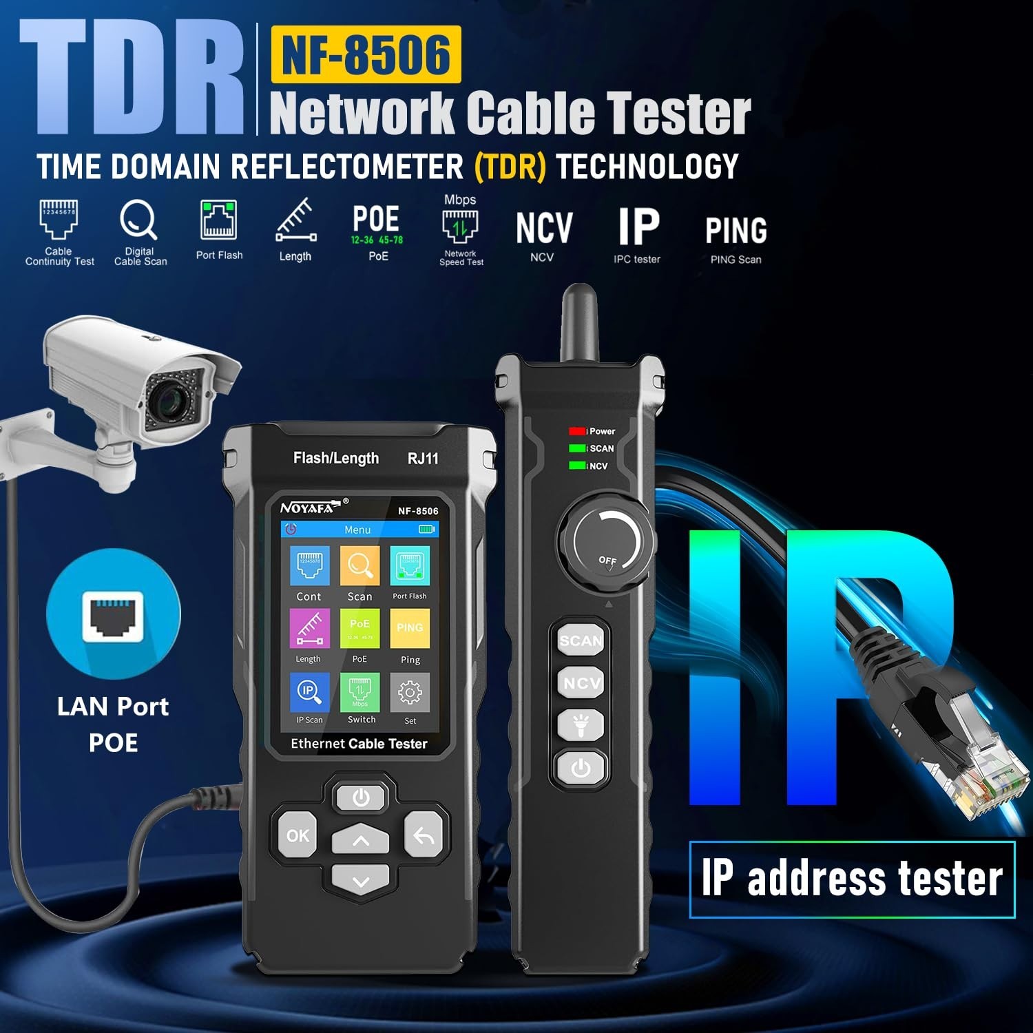 NOYAFA NF-8506 LCD Digital Network Cable LAN Ethernet Tester Rechargeable