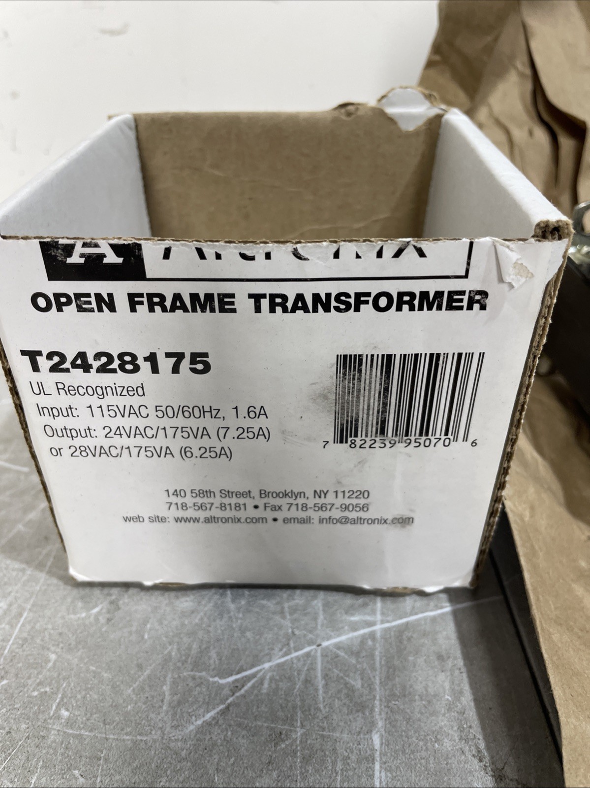 Altronix T2428175 Open Frame Transformer 115VAC Input, 24VAC 4A or 28VAC Output