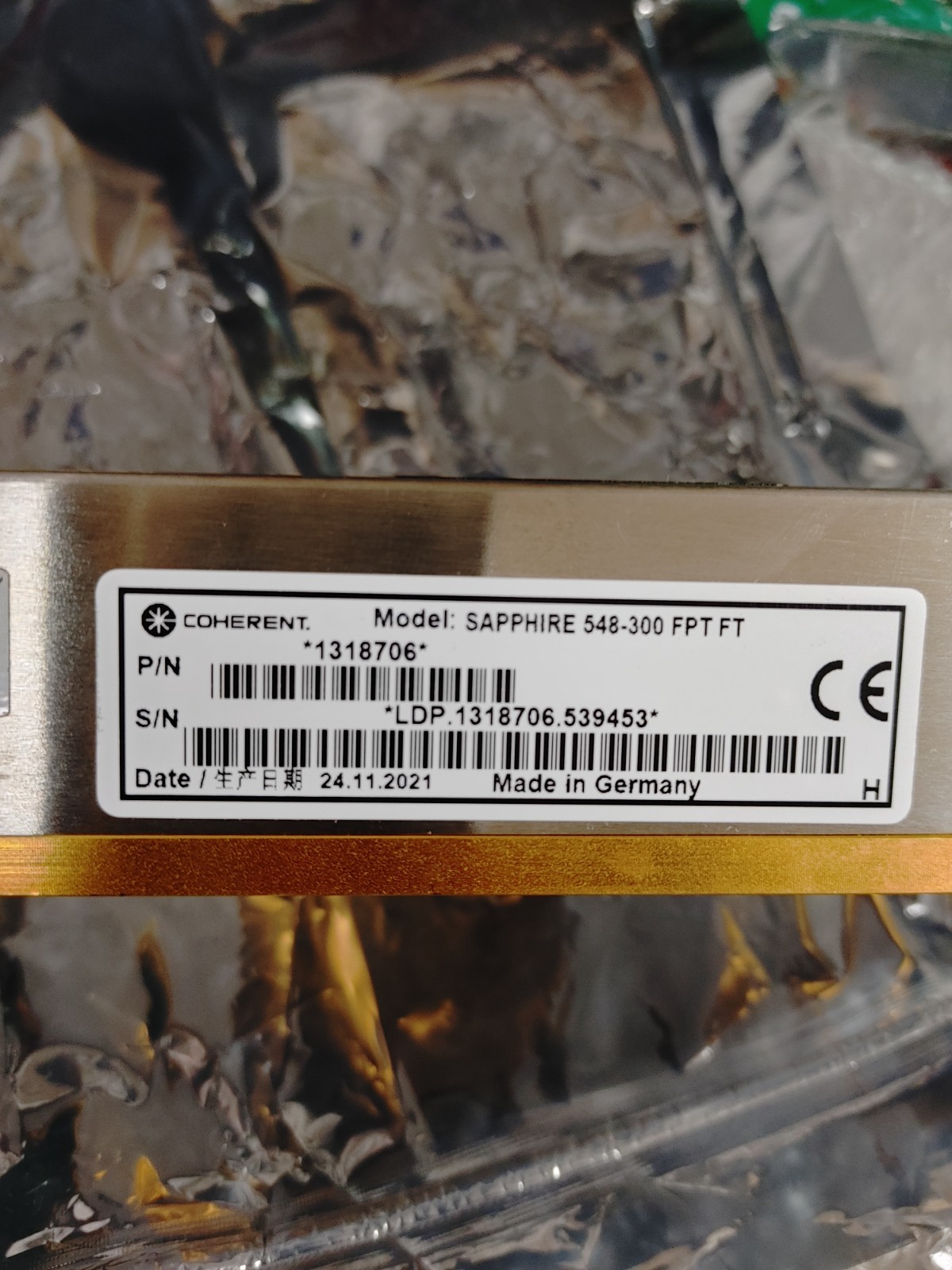 COHERENT SAPPHIRE 548-300 FPT FT Titan Laser Head w 101-343-400 Controller