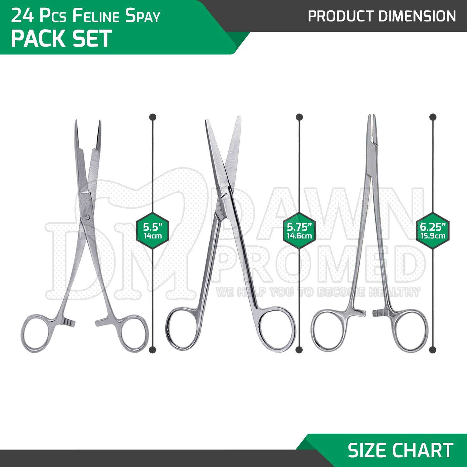 24 Pcs Canine and Feline Spay Neuter Surgery Set Veterinary Instrument German Gr