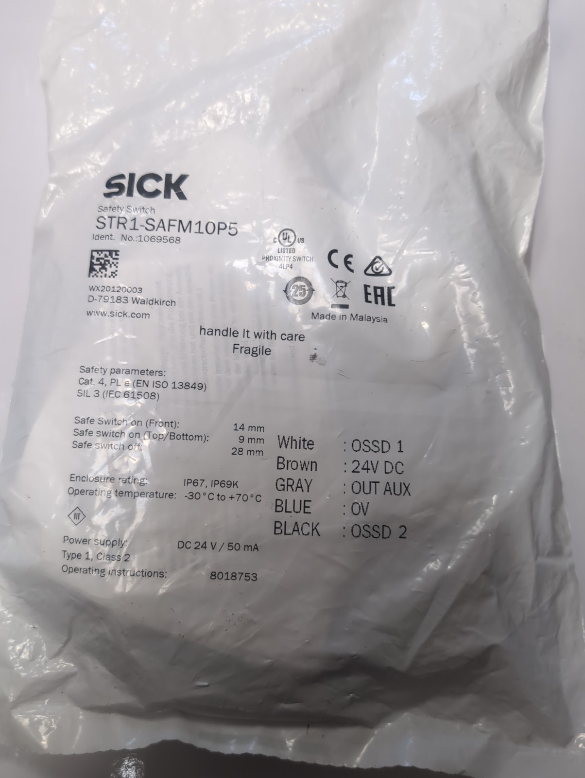 SICK STR1-SAFM10P5 Safety Switch