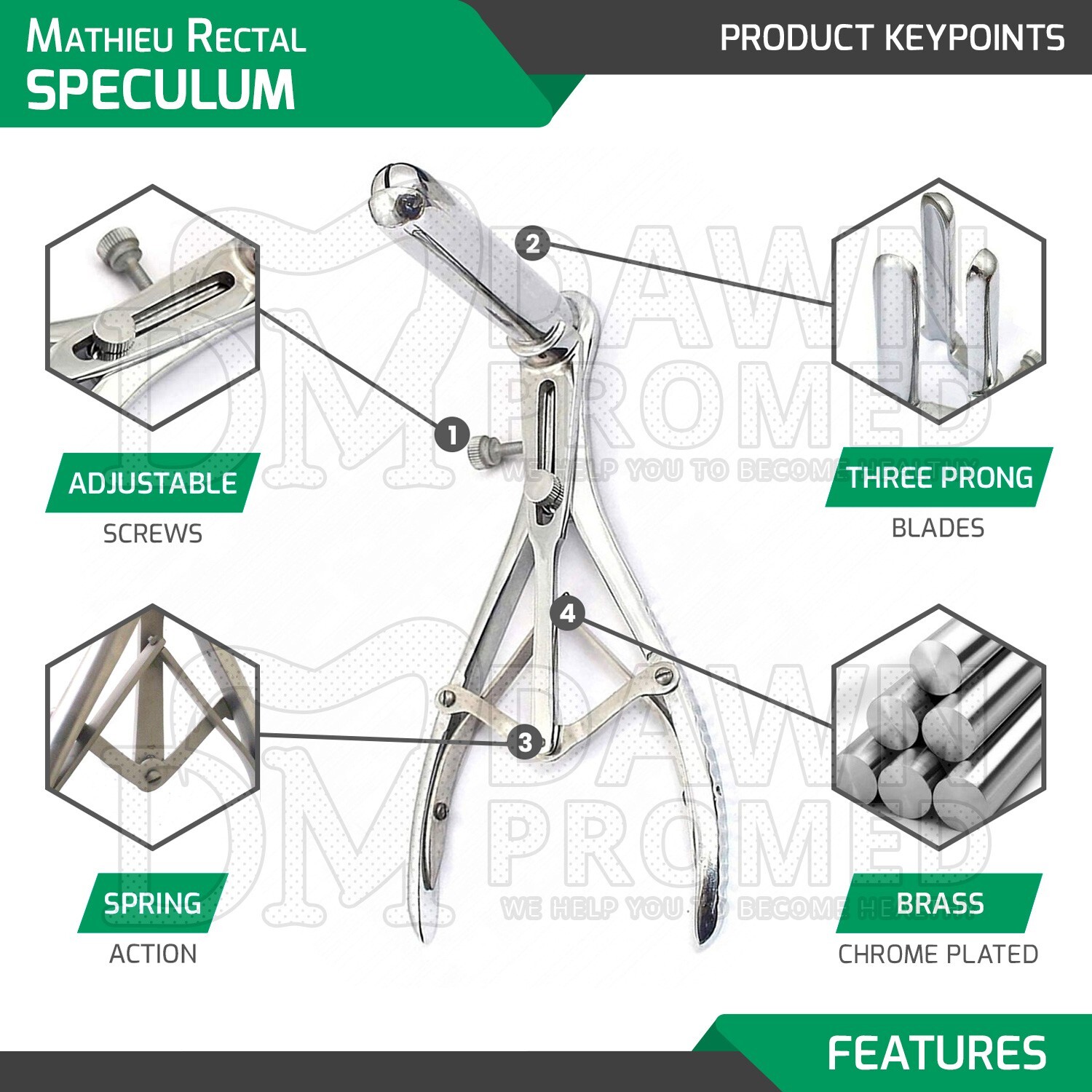 Mathieu Anal Speculum 3 Prongs 7.75″ Dilation Rectal Exam Medical Surgical