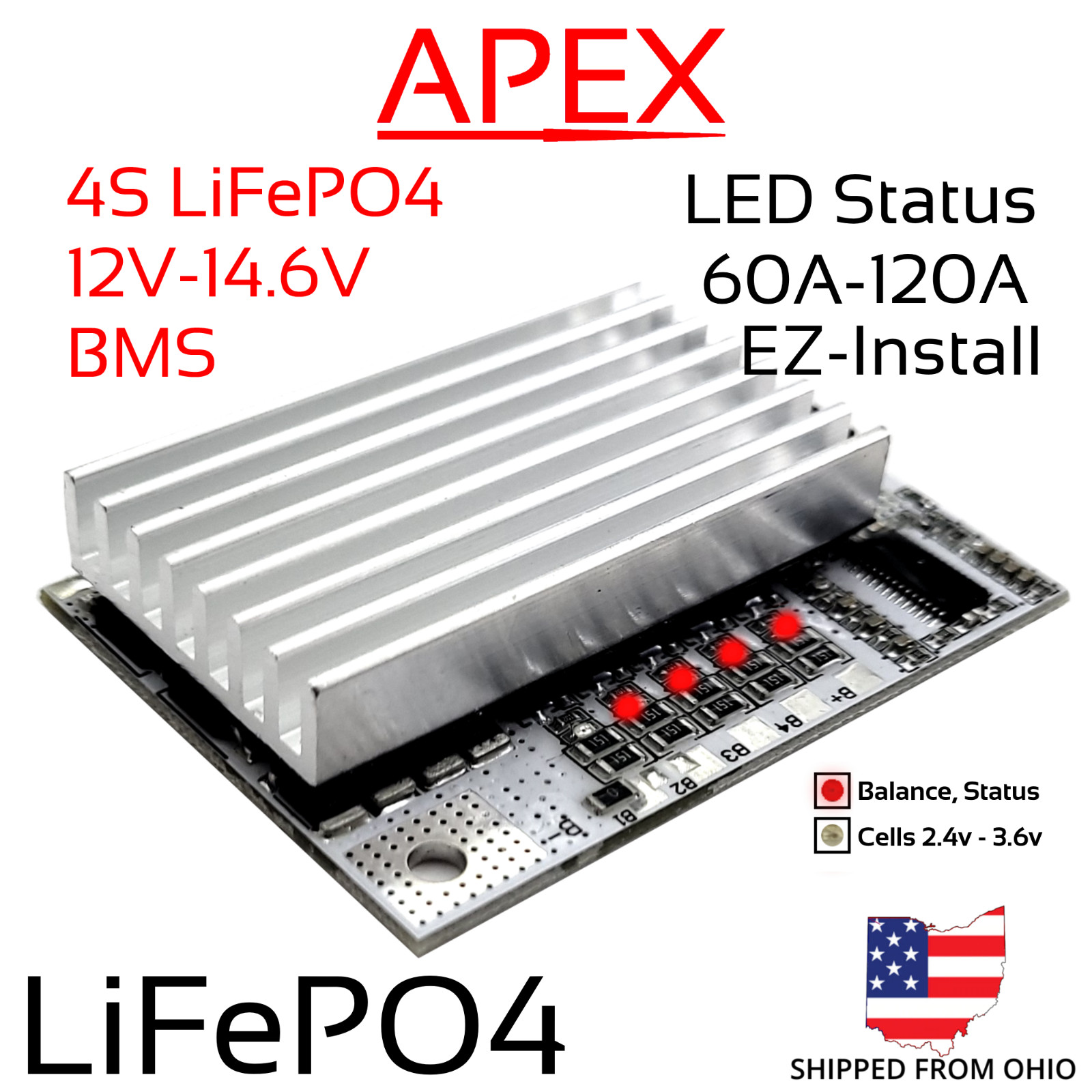 4S 12.8v 14.6v LiFePO4 LiFe 120A BMS Battery Balance 12v 3.2v