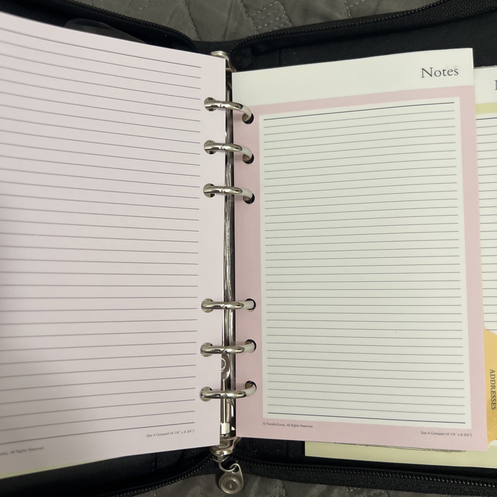 Franklin Covey 365 Classic 6-Ring Binder Organizer Black Orange Crocodile Zip
