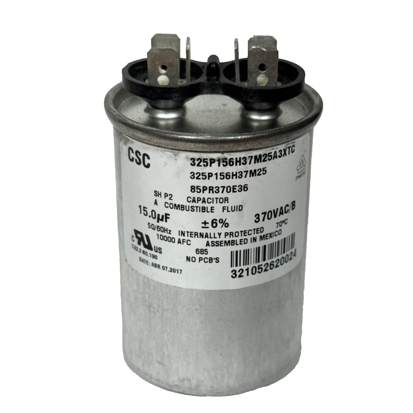 Motor run capacitors 15.0MFD 370VAC 50/60Hz