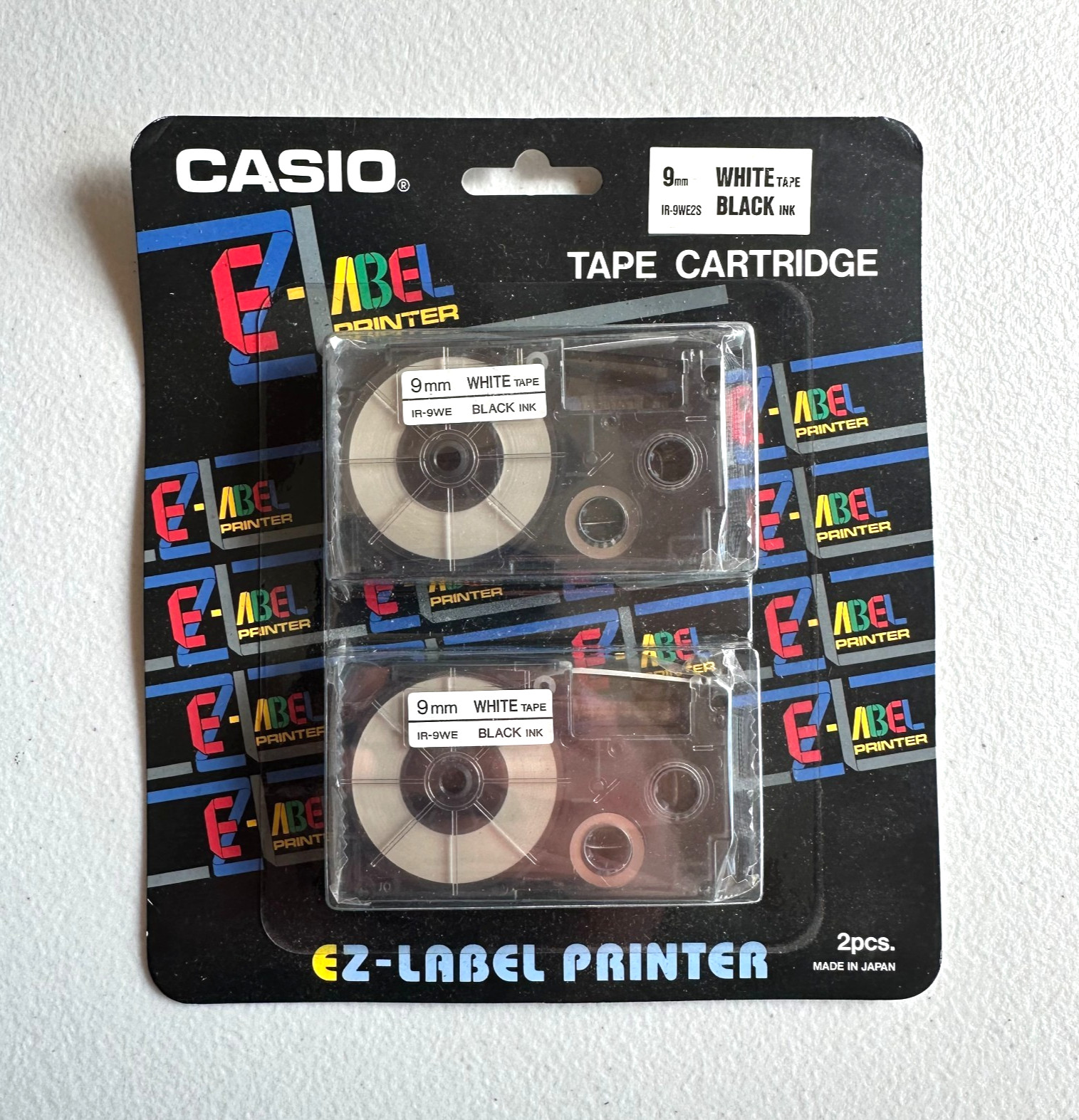 Casio EZ Label Tape Cartridge 9mm Black on White Label Maker Tape Genuine NEW