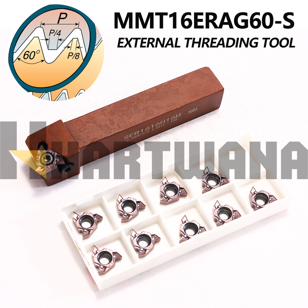 Lathe Threading Turning Tool Holder SER1616H16 MMT16ERAG60 Threading Insert