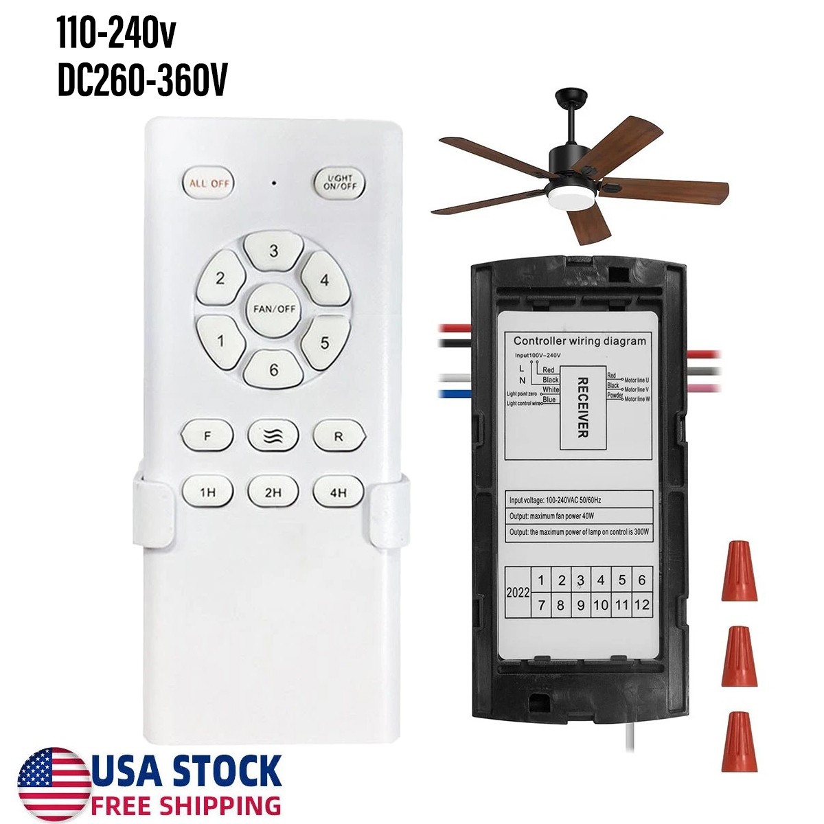DC Output Ceiling Fan Receiver With 6 Speed Remote Control Functionality