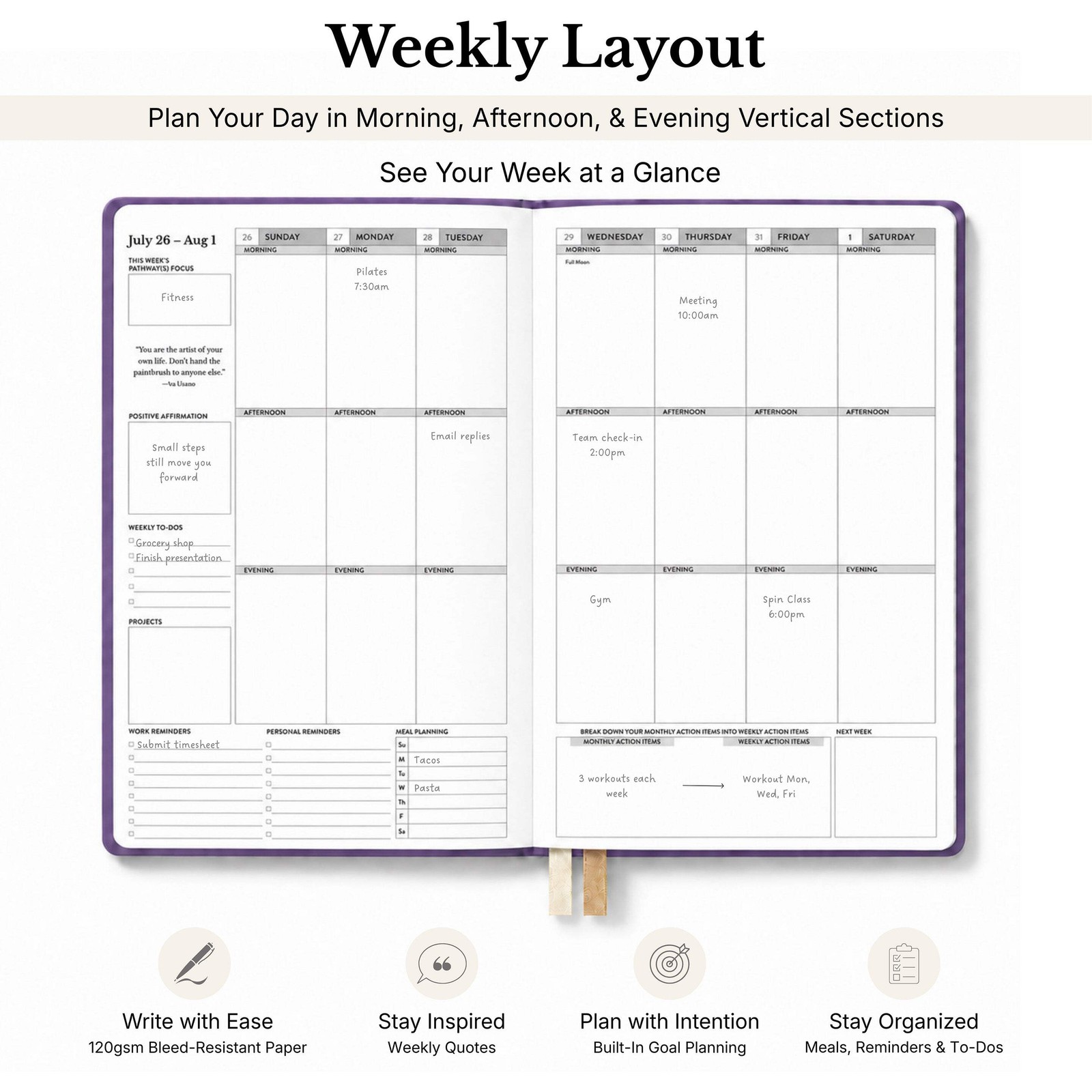 2026-2027 Mid-Year Monthly Weekly Softbound Planner August Start Agenda