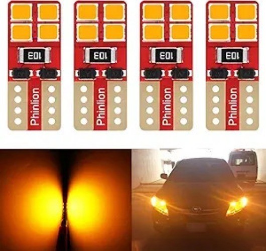 12V T10 168 194 Amber Yellow LED Bulbs, Super Bright 8-SMD 2835 Wedge Lights for