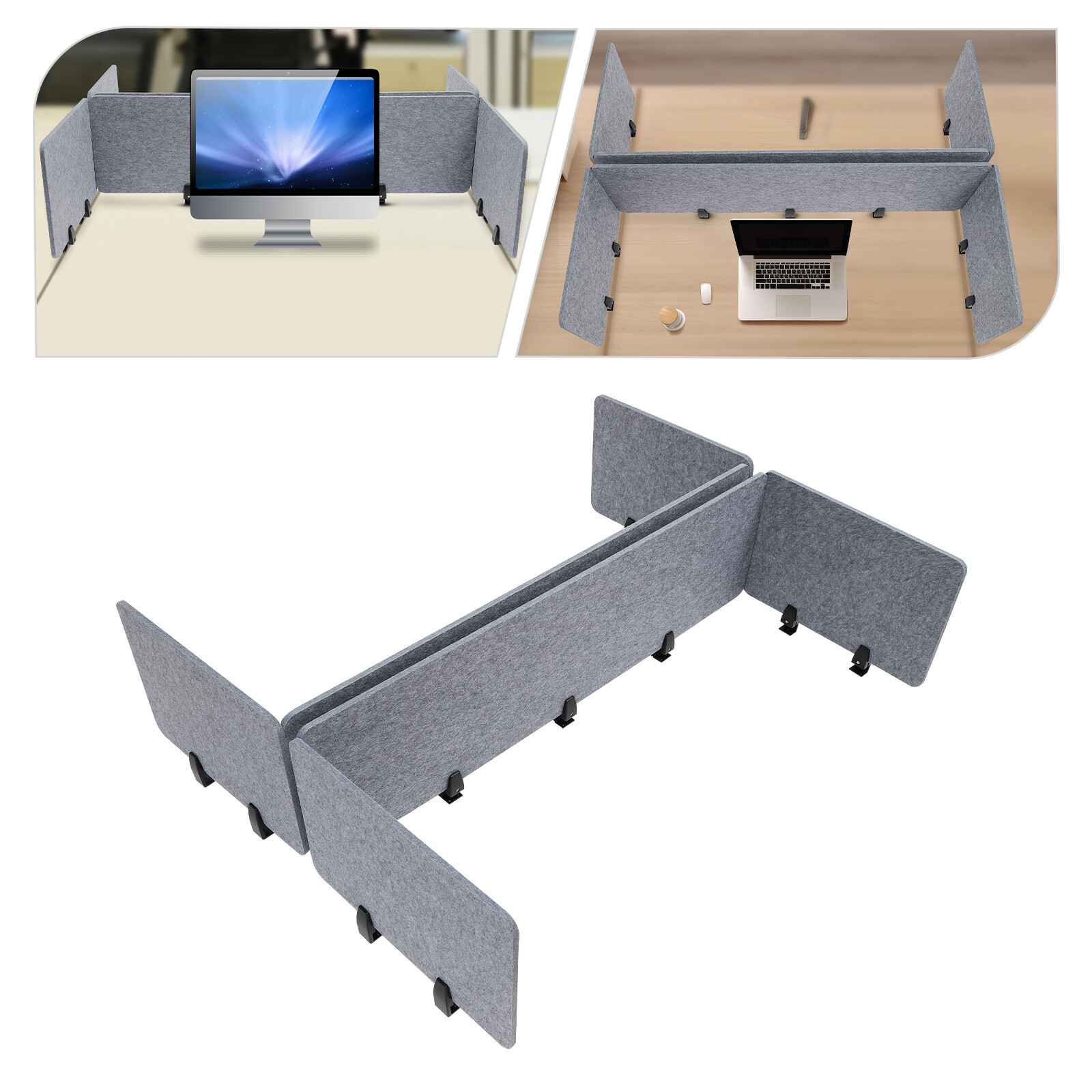 Stand Up Desk Acoustic Desk Divider Mounted Privacy Panel (Gray, 23.6″ x 16″)