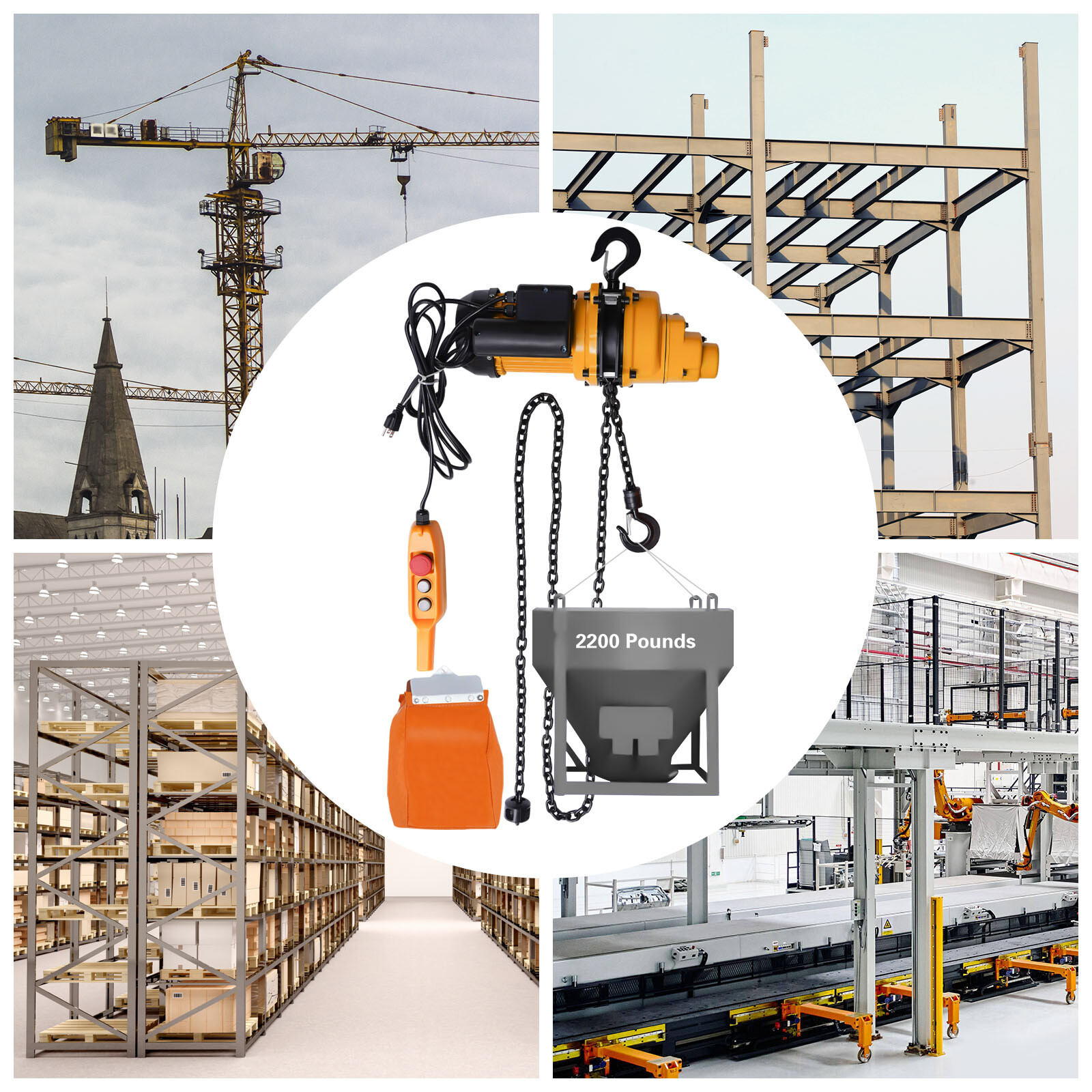 1 Ton Electric Chain Hoist w/ 13FT Double Chain Lifting Single Phrase 110V 20Mn2