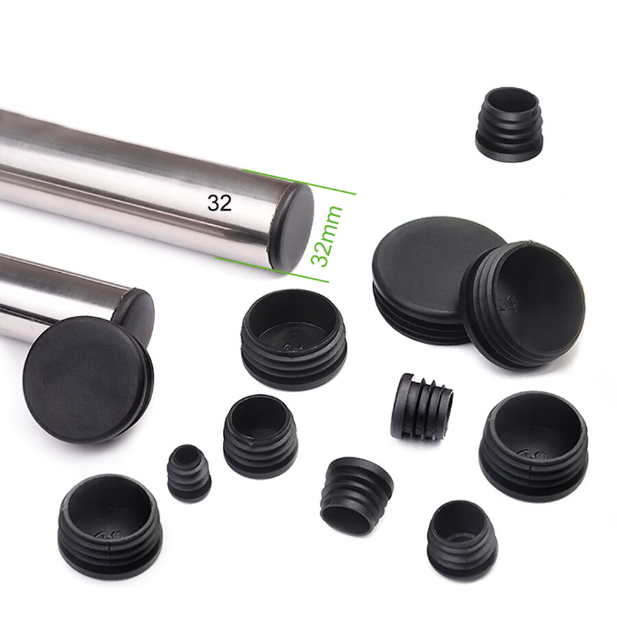 Round Plastic Black Blanking End Cap Caps Tube Pipe Inserts Plug Bung 12~100mm