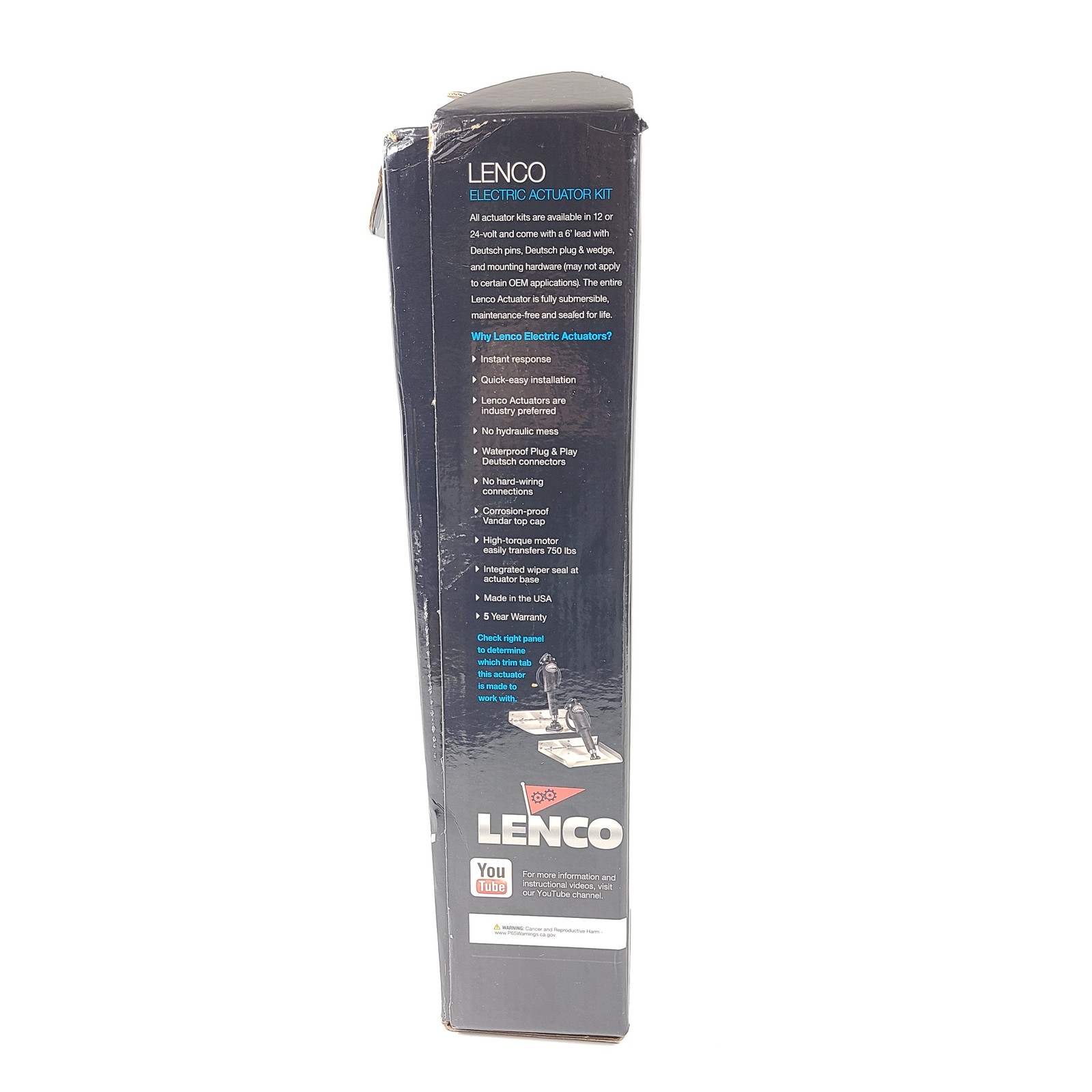 Lenco 15054-001 101 Standard Actuator 12 Volt with 6′ Wire Leads 2.25″ Stroke