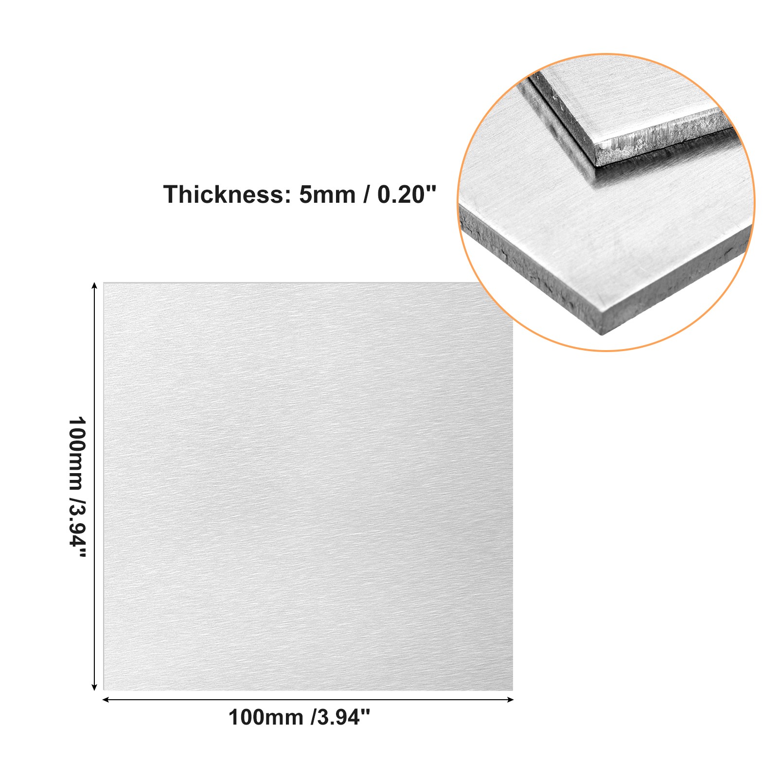 100mm x 100mm x 5mm Rectangle 6061 Aluminum Sheet Flat Metal Plate Stock