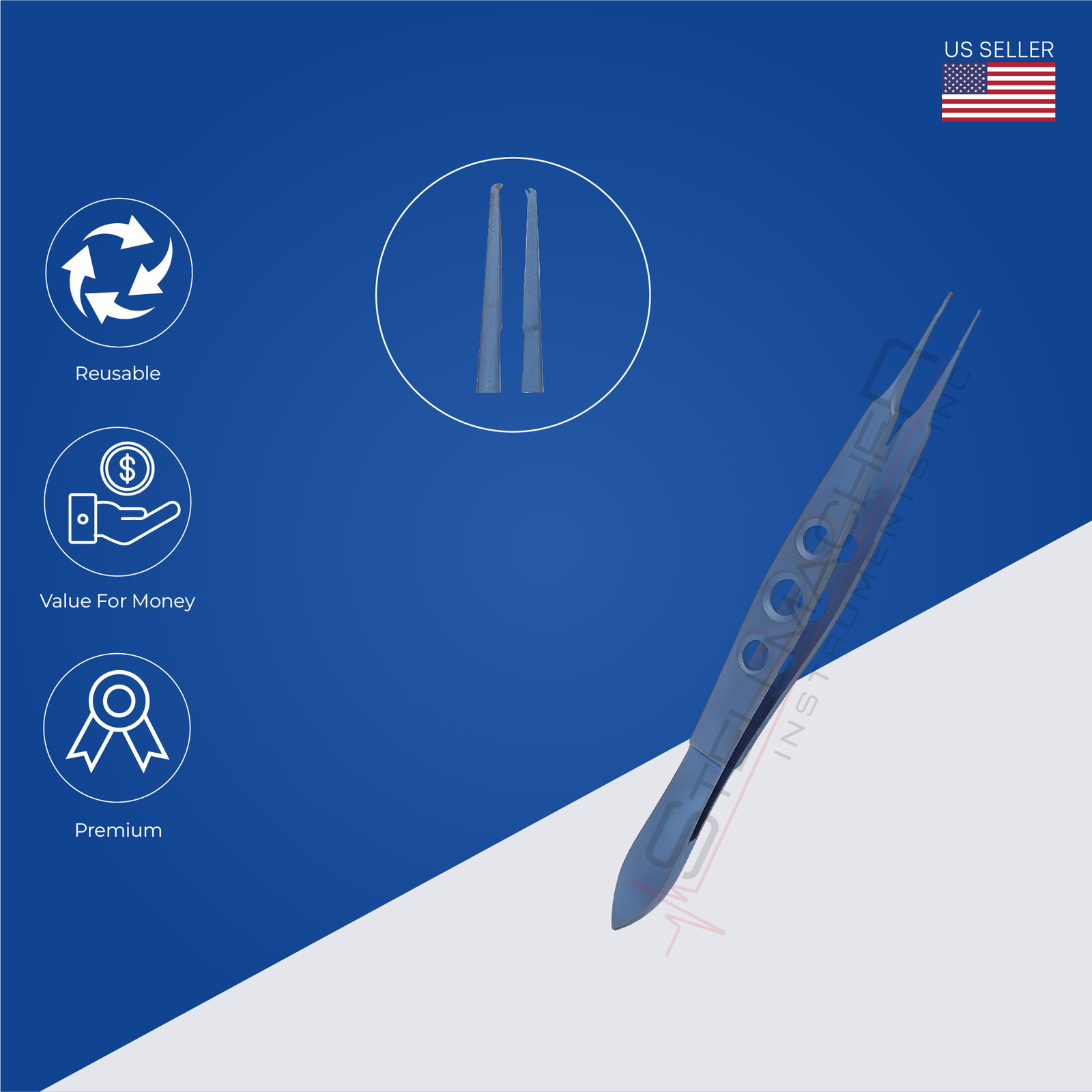 Mcpherson Corneal Forceps 1×2 0.4mm Teeth Straight Tying Platform Ophthalmic Eye