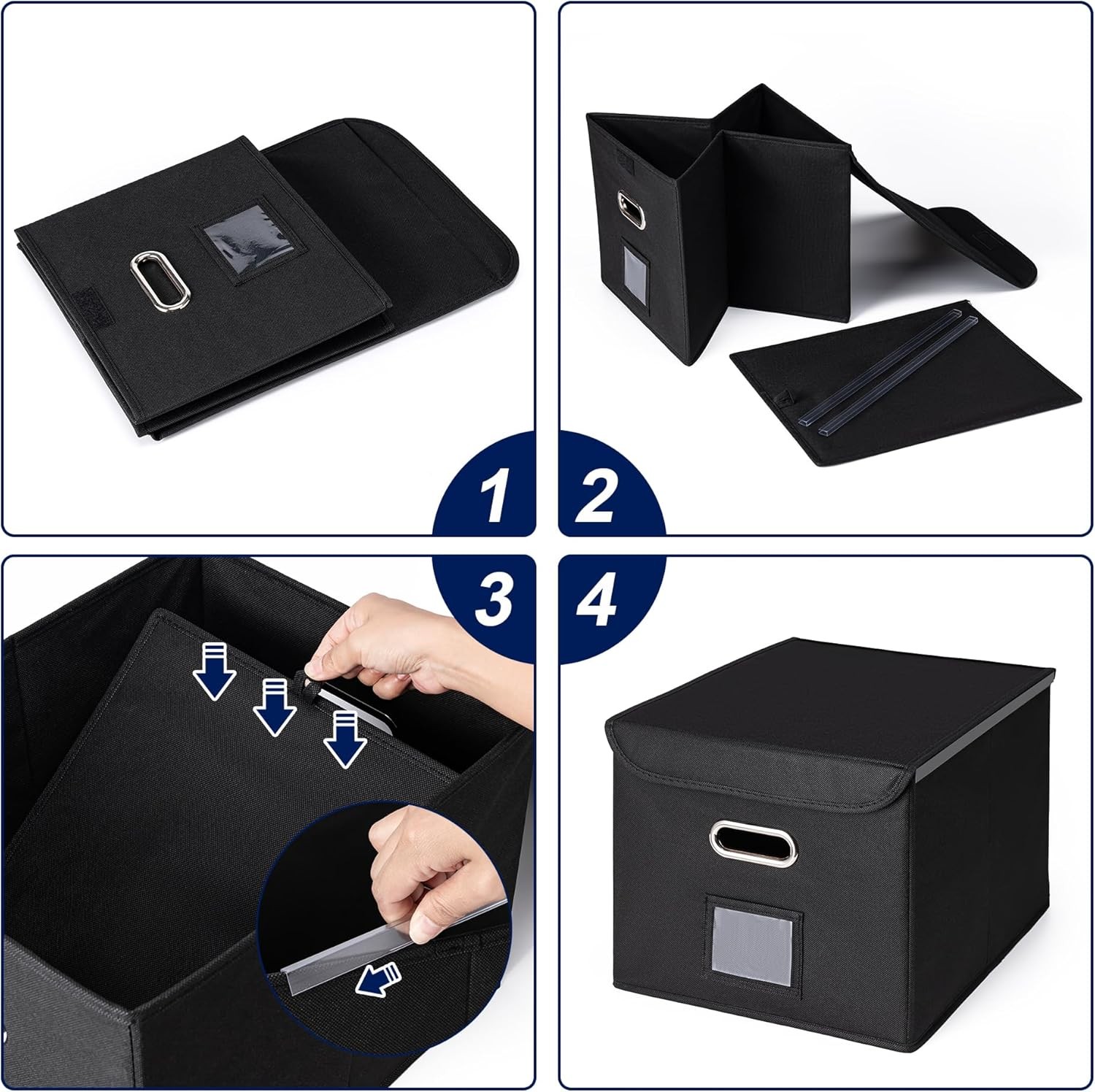 File Organizer Box W/ Lid Hanging File Folder Organizer W/ Plastic Slide